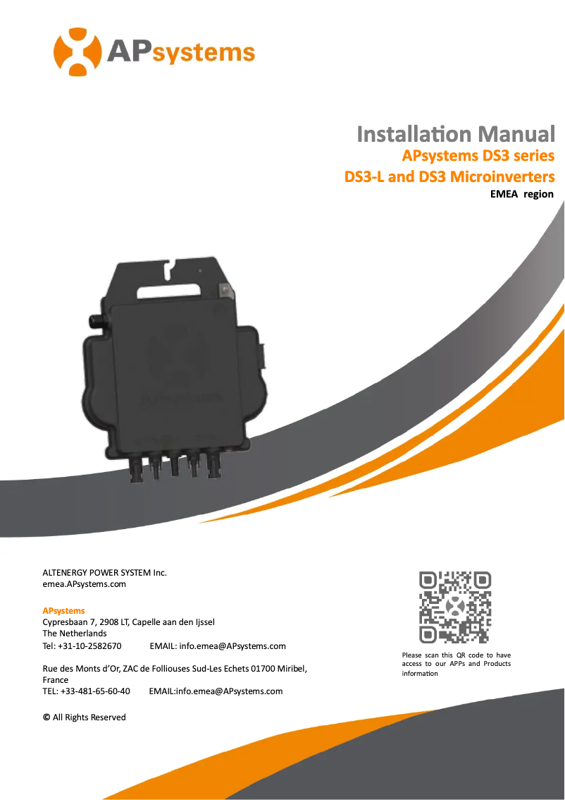 Page 1 de la notice Manuel utilisateur APsystems DS3