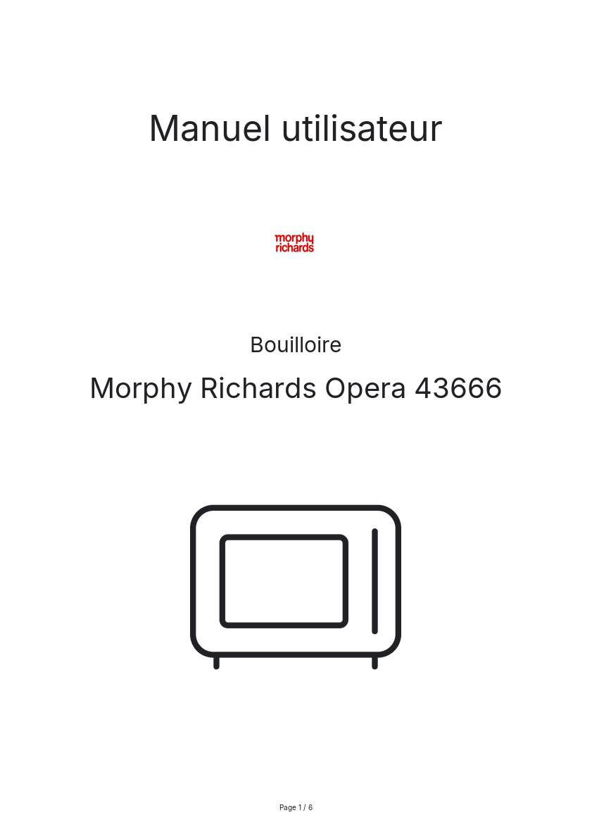 Page n°1 - Manuel utilisateur Morphy Richards Opera 43666