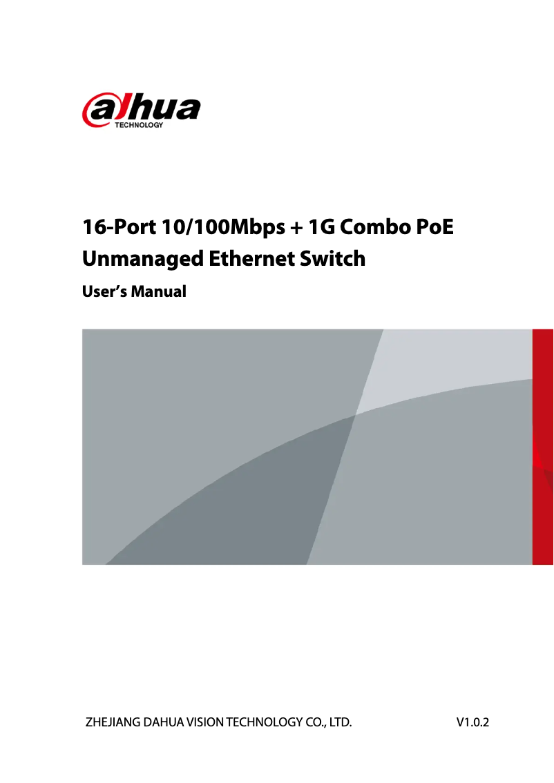 Page 1 de la notice Manuel utilisateur Dahua Technology PFS3117-16ET-135