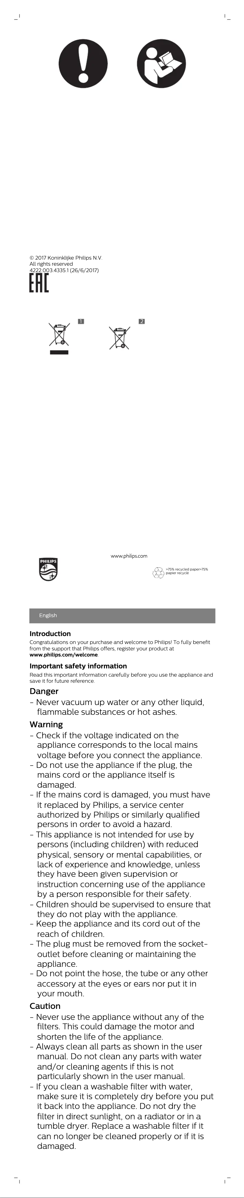 Page 1 de la notice Manuel utilisateur Philips PowerPro Expert FC9733