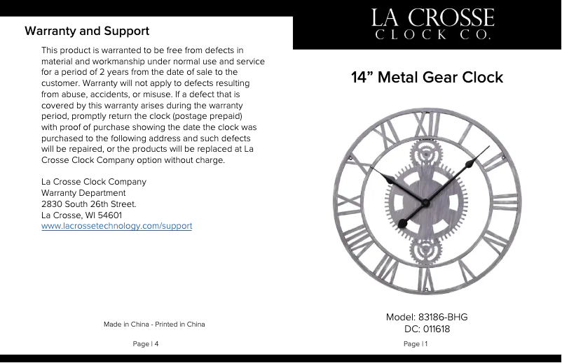 Page 1 de la notice Manuel utilisateur La Crosse Technology 83186-BHG