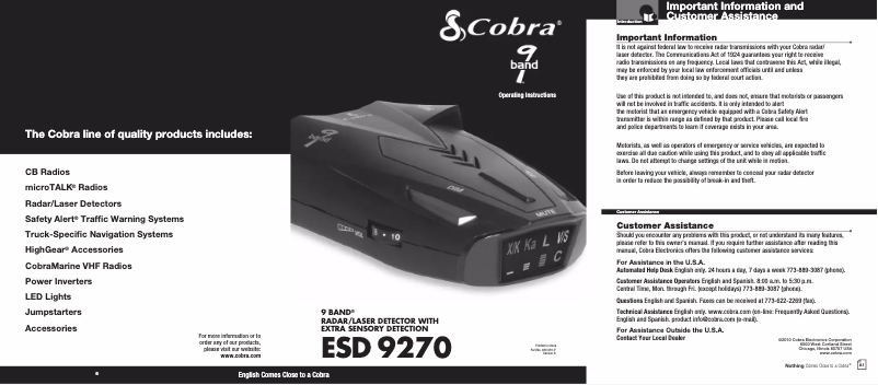 Imagen de la primera página del manual del dispositivo ESD 9270