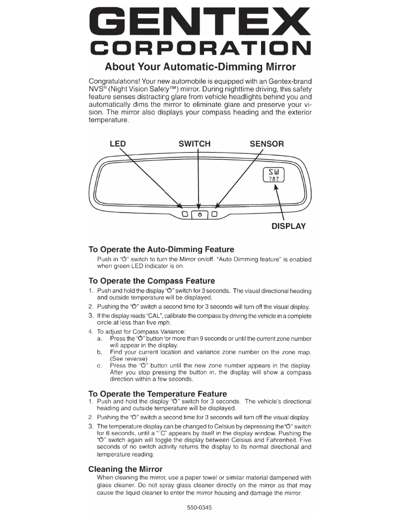 Image de la première page du manuel de l'appareil Gentex ADVGEN20A