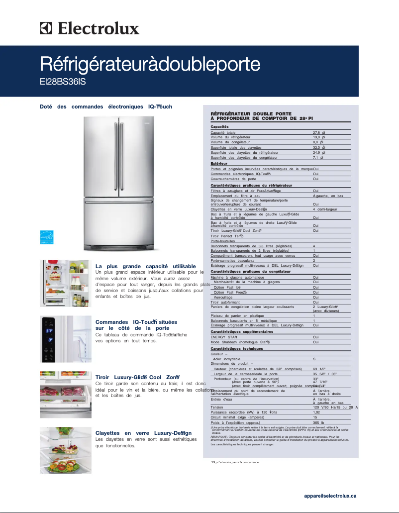 Page n°1 - Fiche technique Electrolux EI28BS36IB