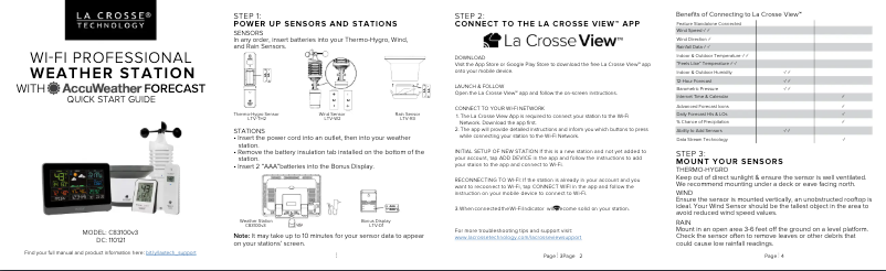 Page 1 de la notice Guide de démarrage rapide La Crosse Technology V30v4