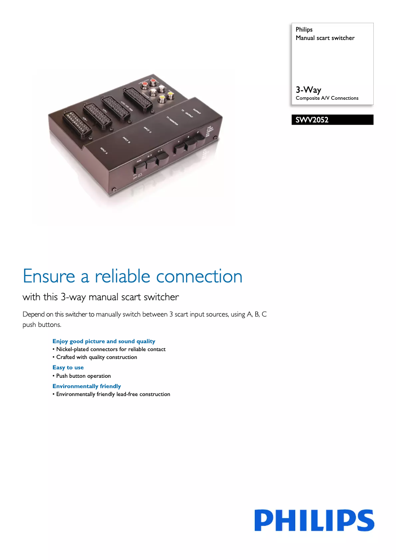 First page image of the manual for SWV2052W