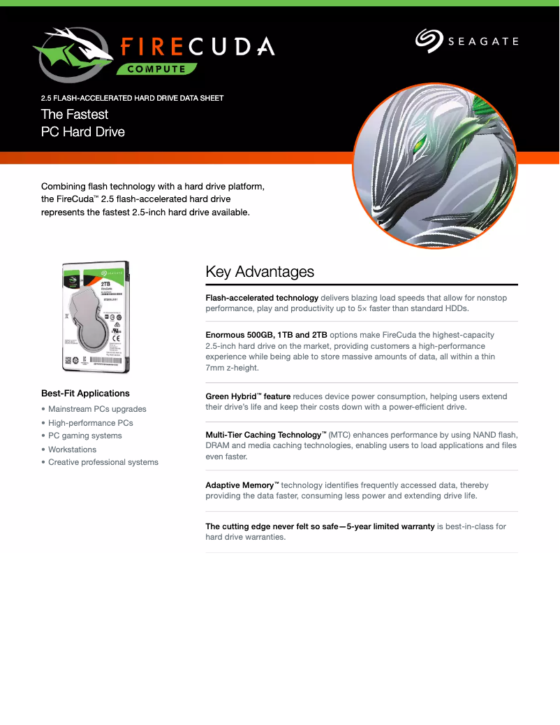 Página 1 del manual Ficha técnica Seagate FireCuda