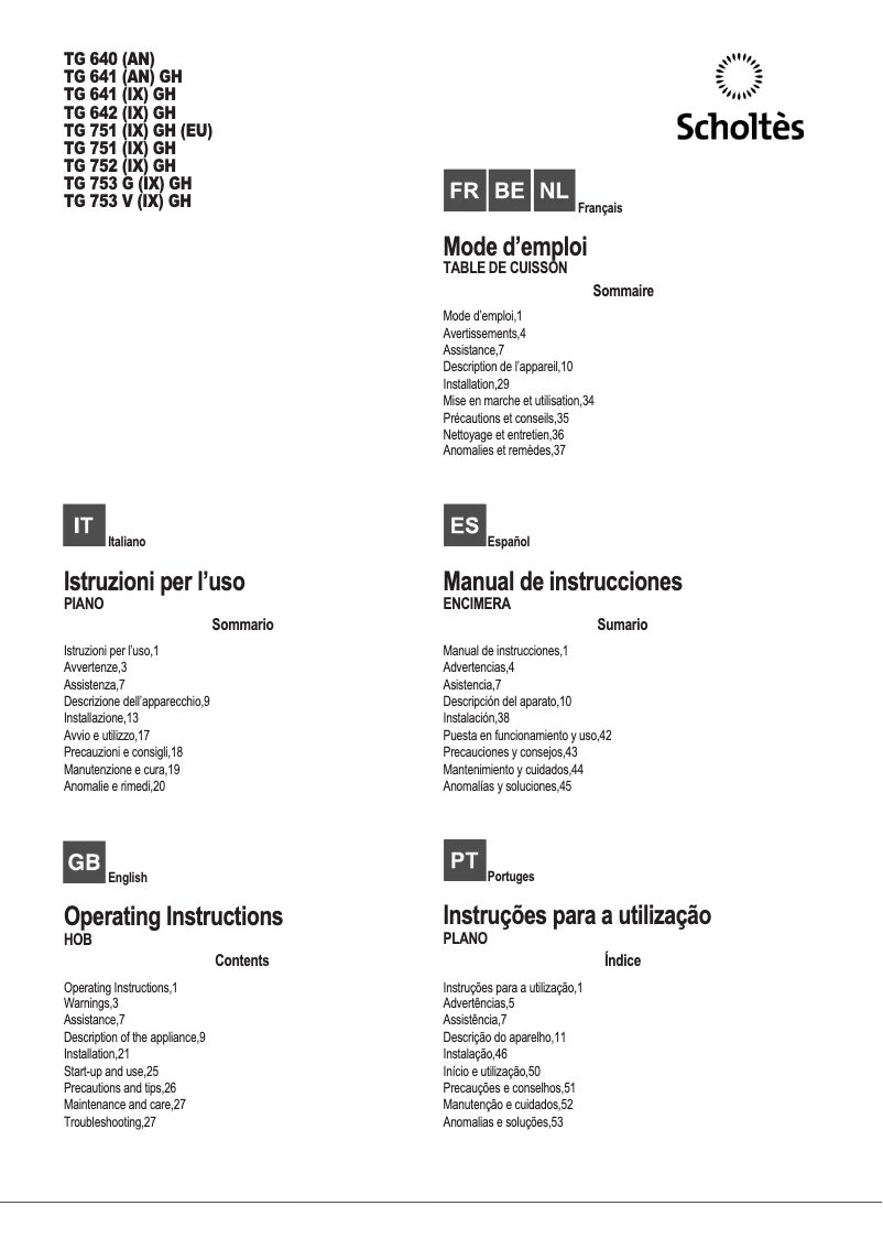 Image de la première page du manuel de l'appareil TG 751 (IX) GH (EU)