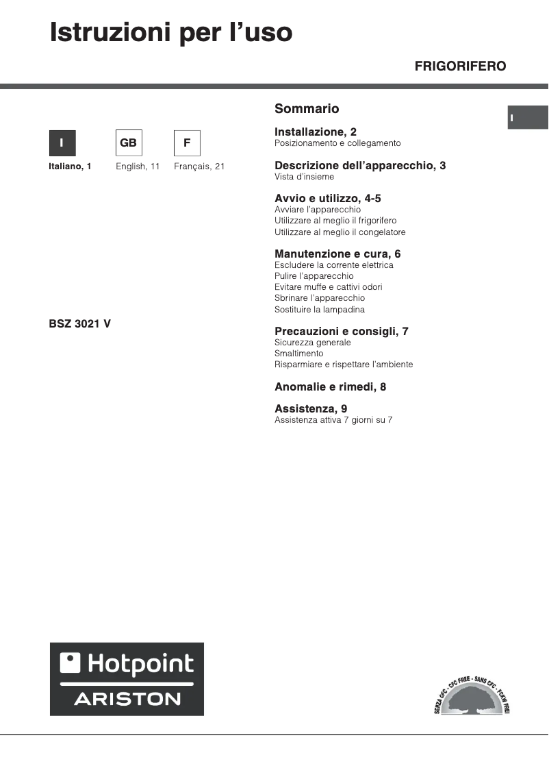 Image de la première page du manuel de l'appareil BSZ 3021 V