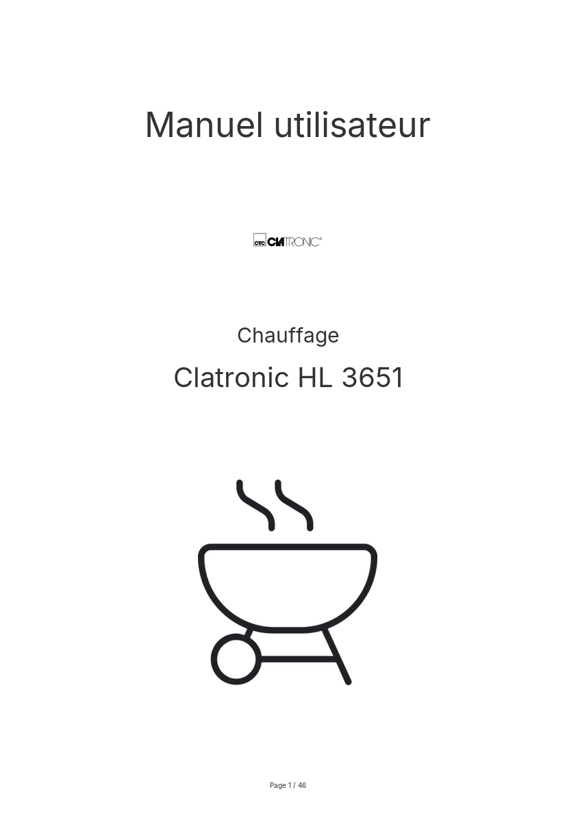 Page n°1 - Manuel utilisateur Clatronic HL 3651