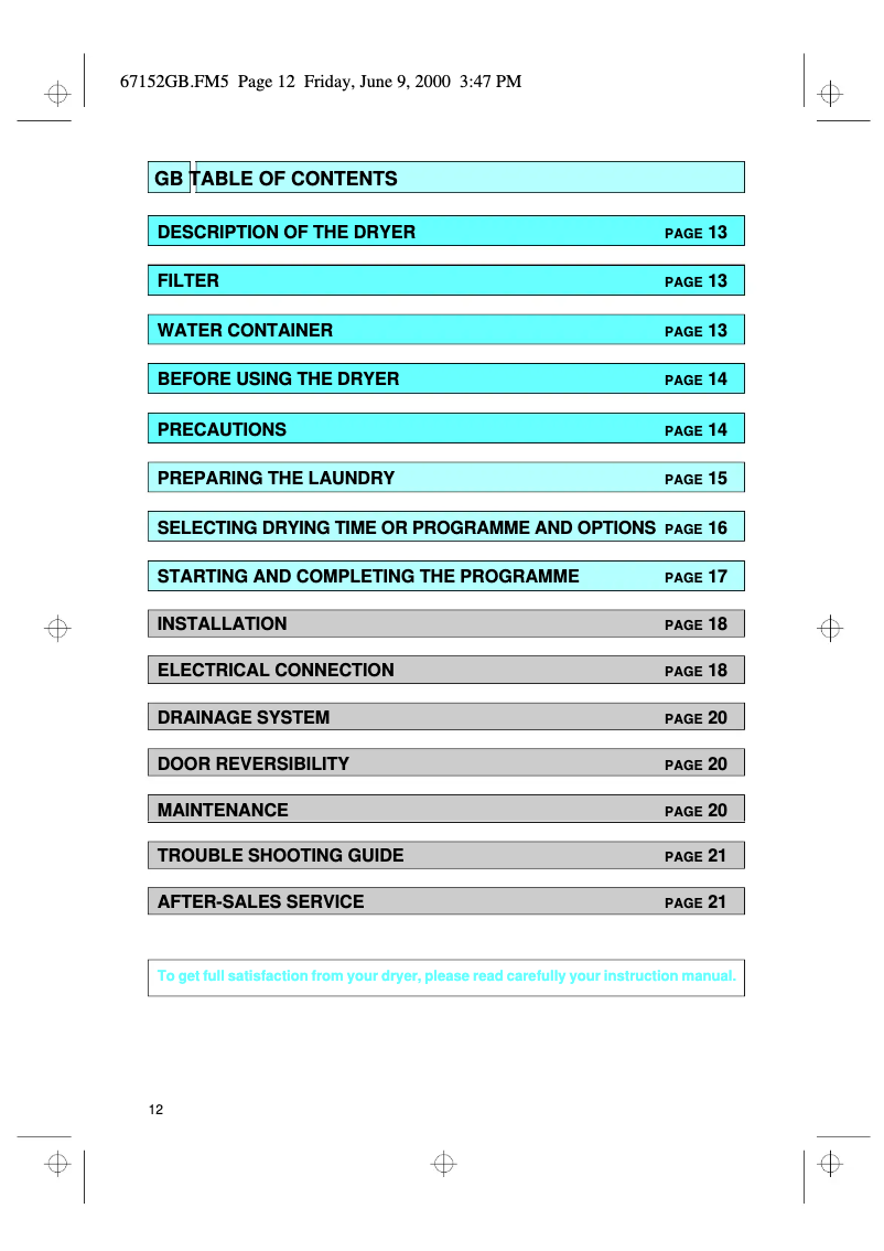 Page 1 de la notice Manuel utilisateur Whirlpool AWZ Classic CT