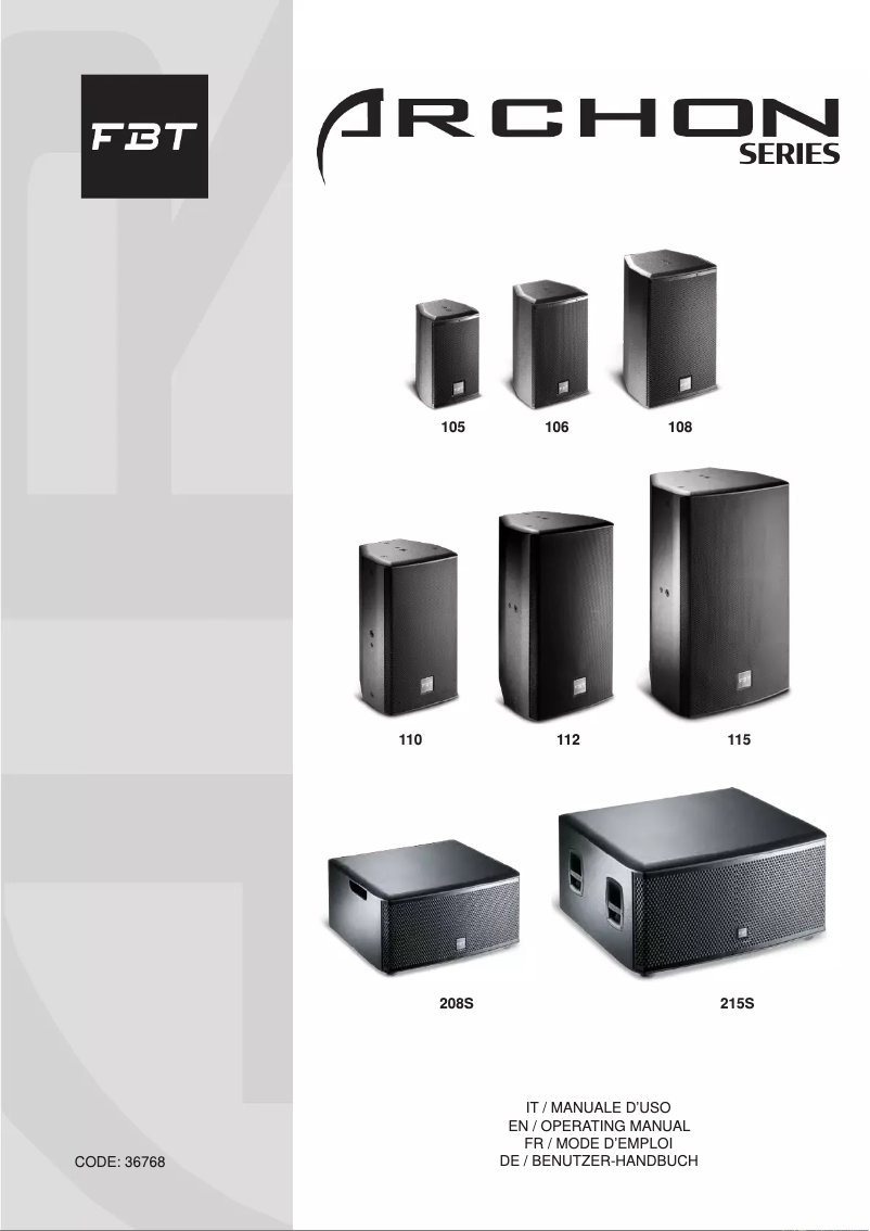 Page 1 de la notice Manuel utilisateur FBT ARCHON 215S