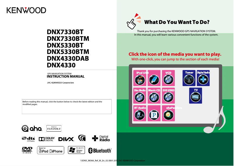 Image de la première page du manuel de l'appareil DNX4330DAB