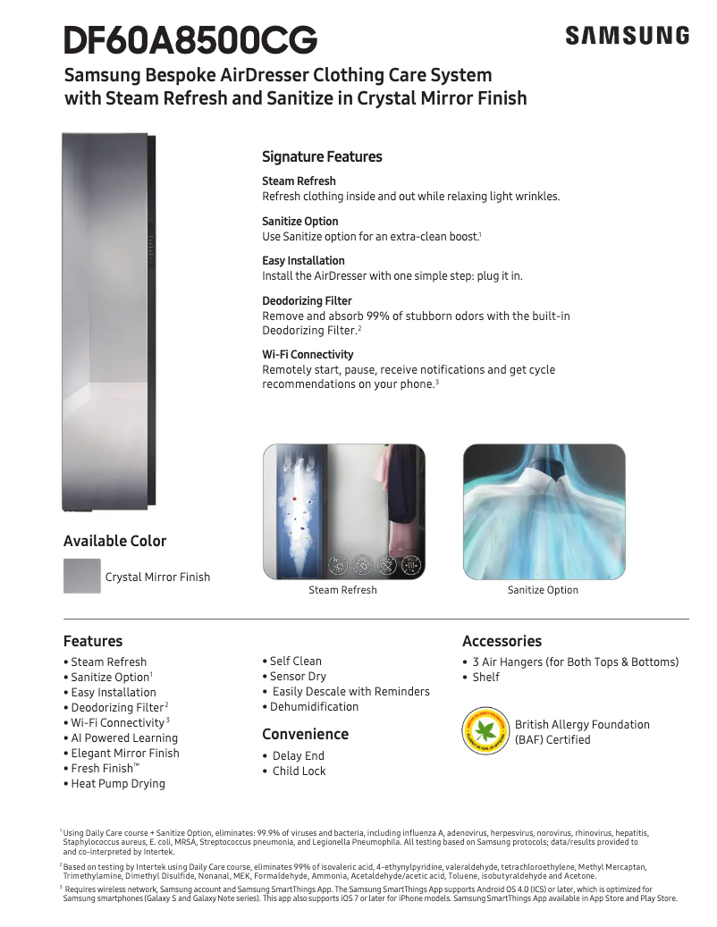 Imagen de la primera página del manual del dispositivo DF60A8500CG