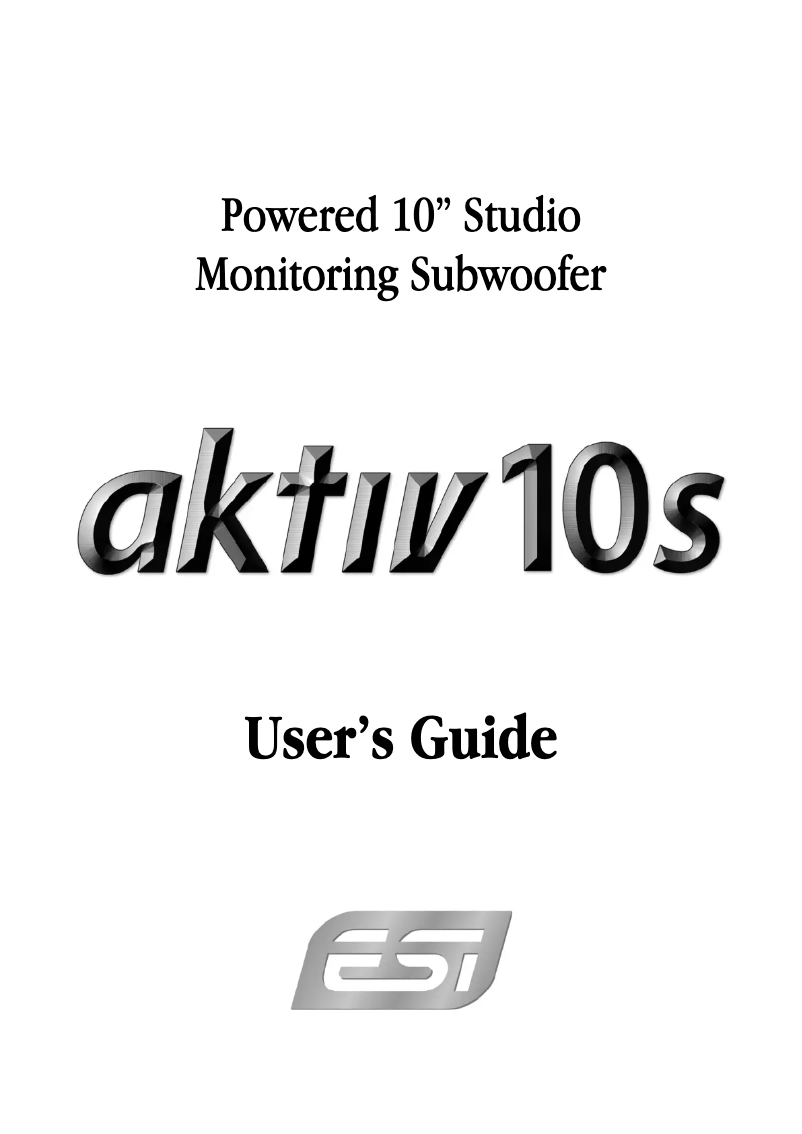 Page n°1 - Manuel utilisateur ESI aktiv 10s