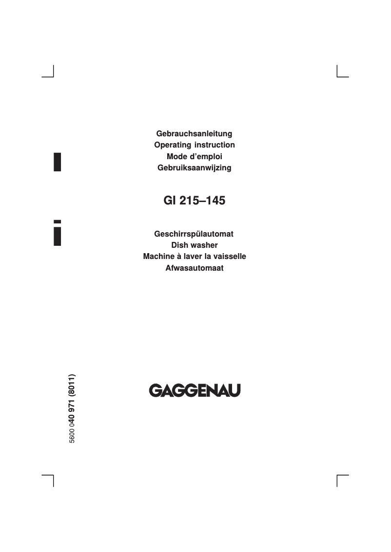 Page n°1 - Manuel utilisateur Gaggenau GI 215-145