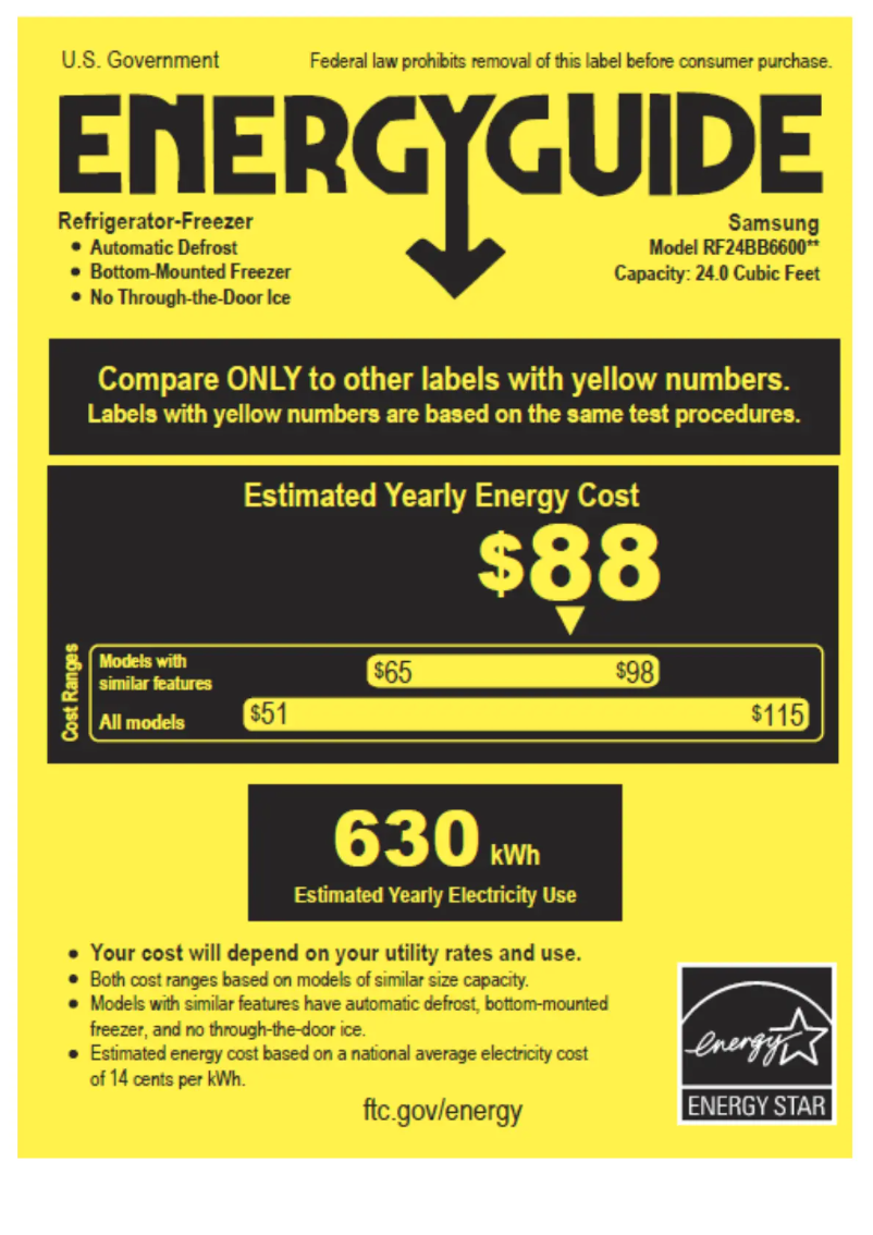 Page n°1 - Label énergétique Samsung RF24BB6600AP