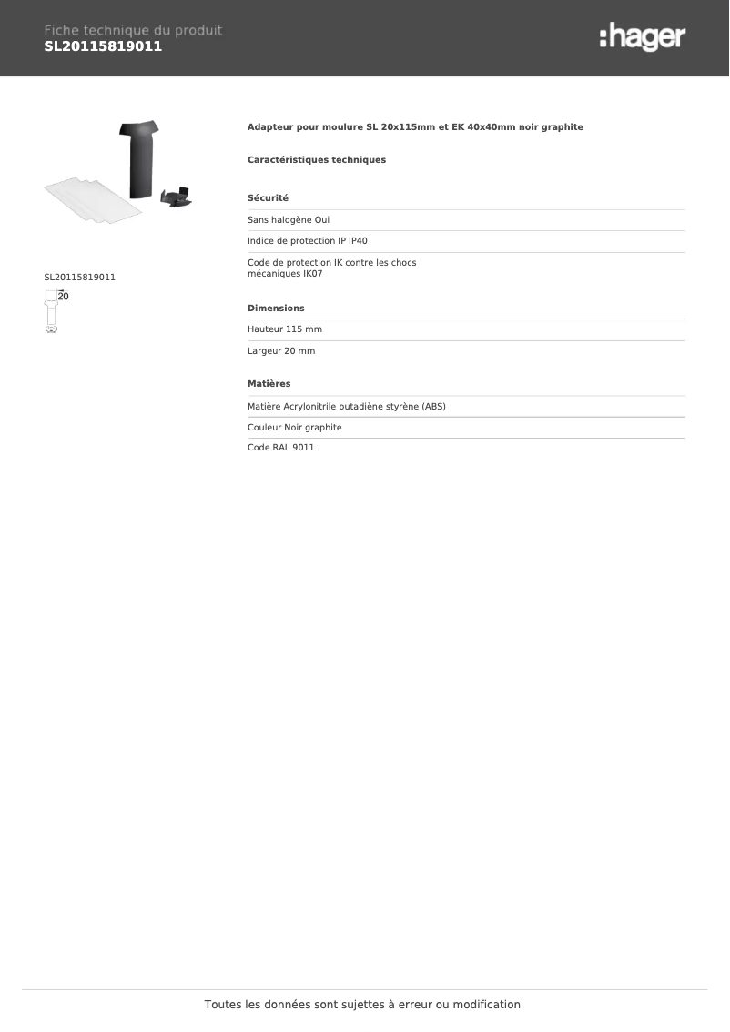 Image de la première page du manuel de l'appareil SL20115819011