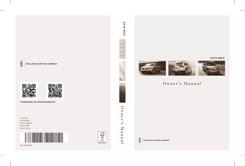 Image de la première page du manuel de l'appareil MKX (2015)