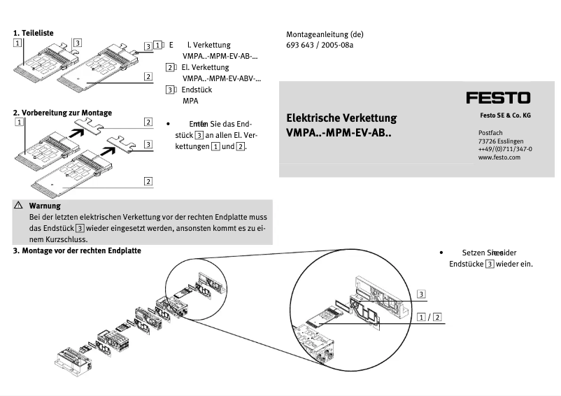 Page 1 de la notice Manuel utilisateur Festo VMPA1-MPM-EV-AB-4