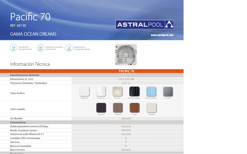 Page 1 de la notice Fiche technique AstralPool Pacific 70