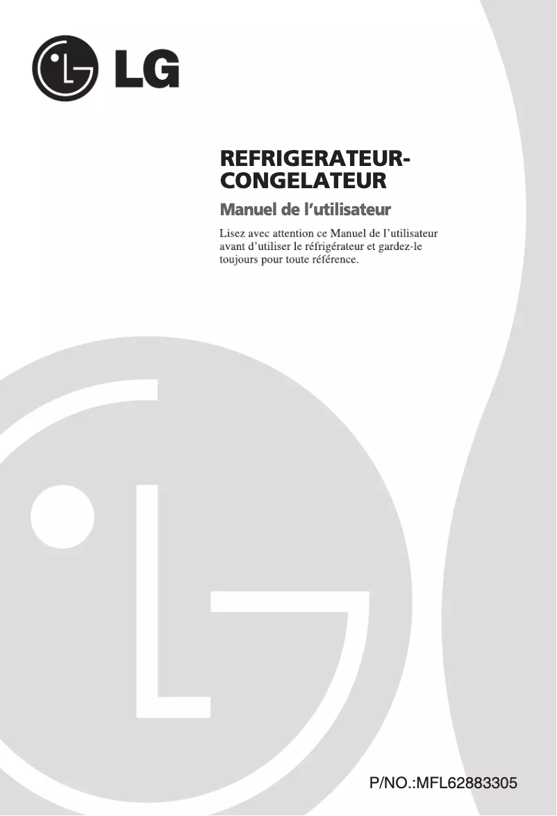 Page 1 de la notice Manuel utilisateur LG GR-B409BLC