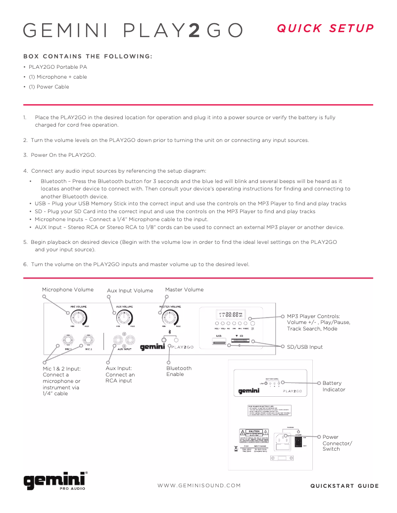 Image de la première page du manuel de l'appareil Play2Go