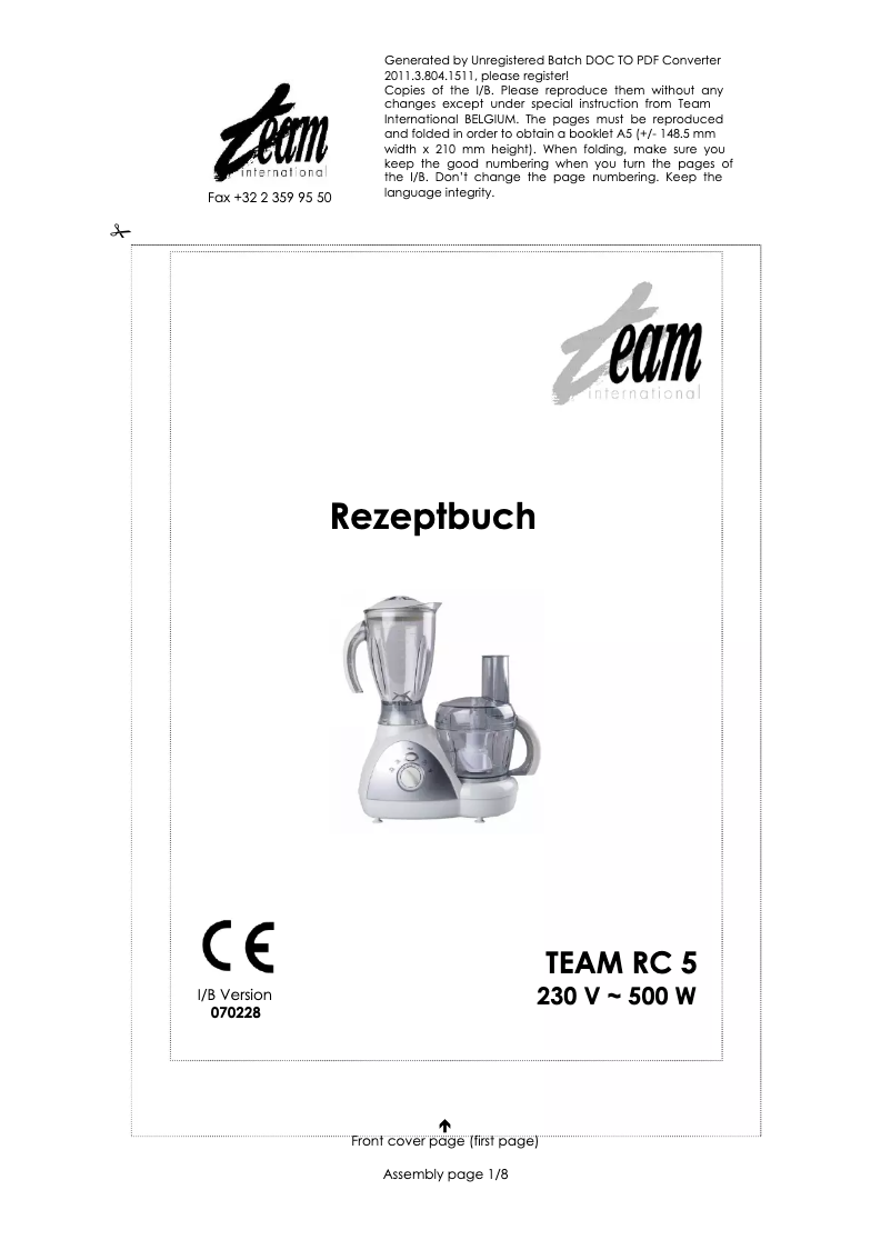 Page n°1 - Manuel utilisateur Team RC 5
