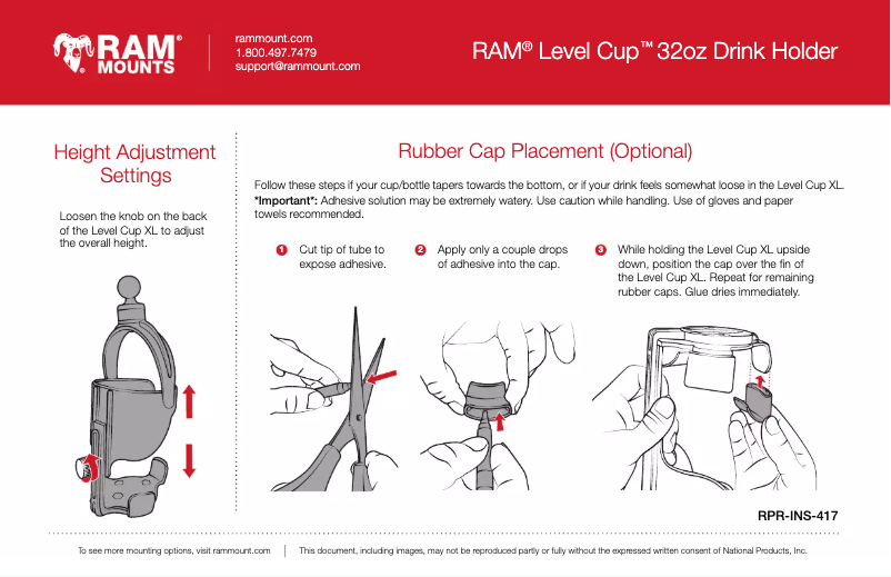 Page 1 of the manual User Manual RAM Mount Level Cup XL