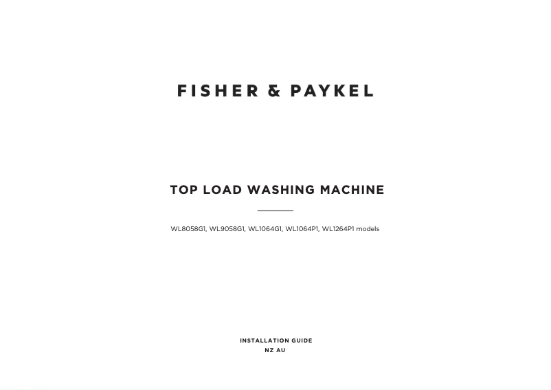 Page n°1 - Guide d'installation Fisher & Paykel WL8058G1