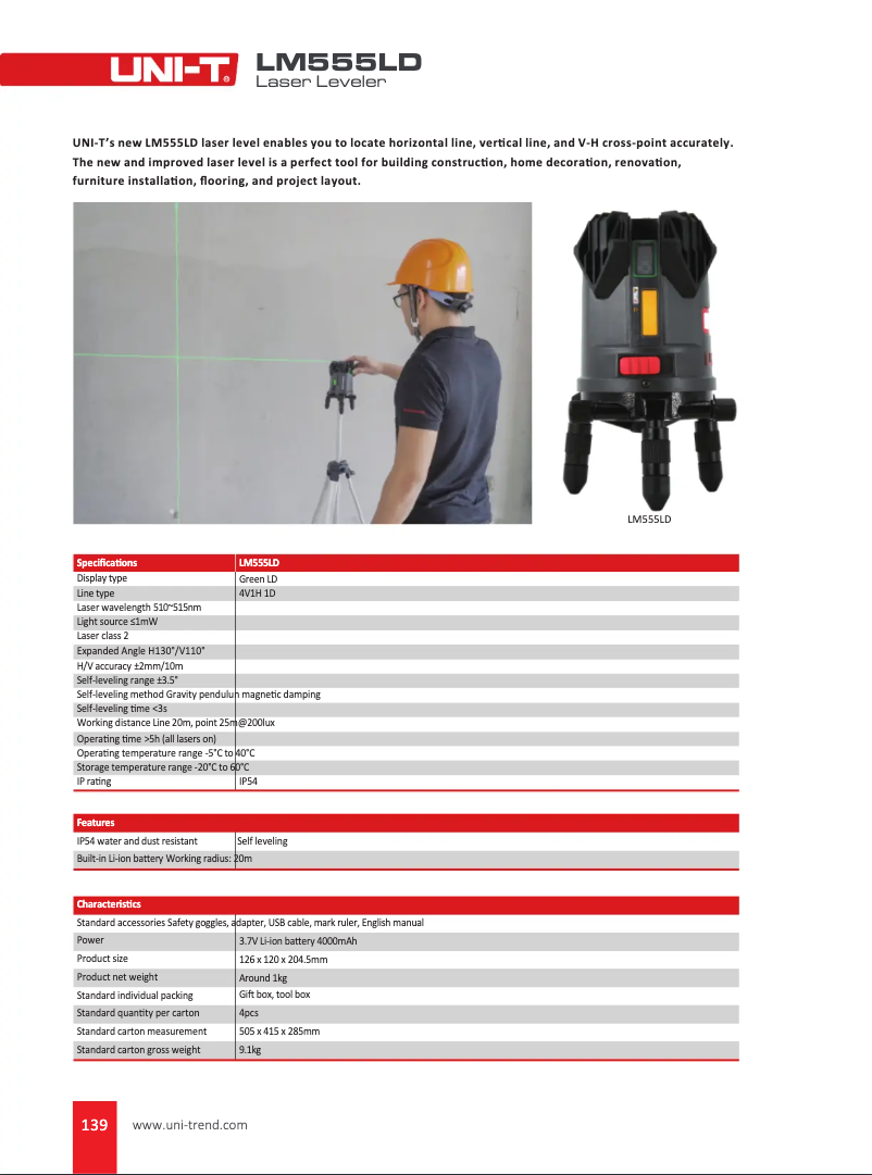 Page n°1 - Fiche technique Uni-T LM555LD