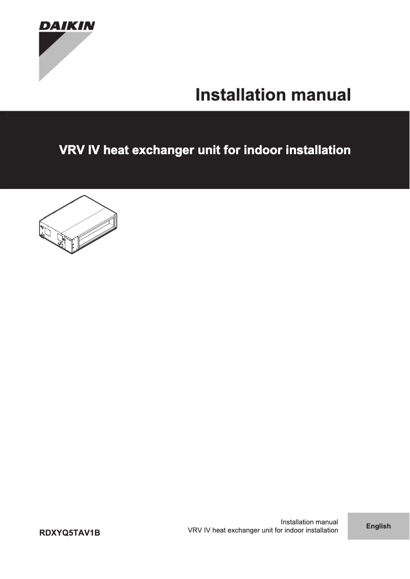 Page 1 de la notice Guide d'installation Daikin RDXYQ5TAV1B