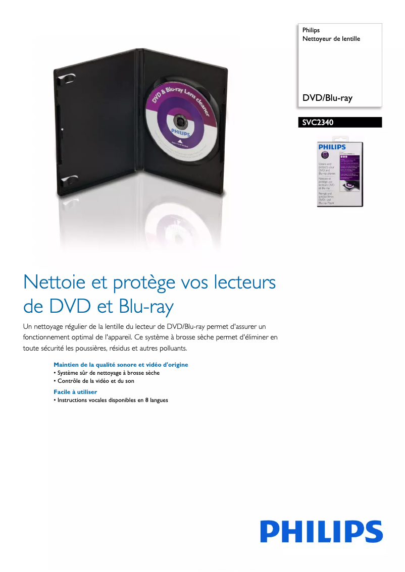 Page 1 de la notice Fiche technique Philips SVC2340