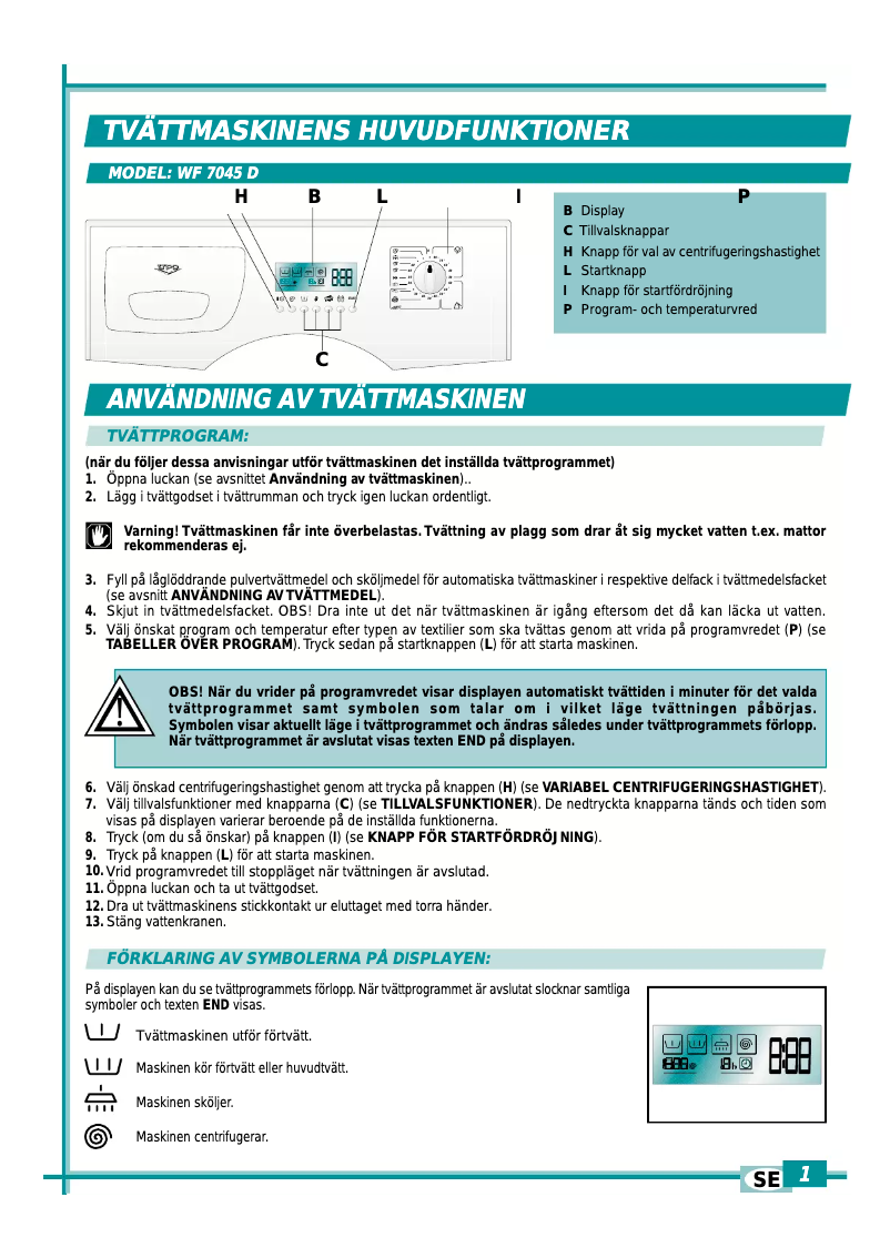 Image de la première page du manuel de l'appareil WF 7045 D