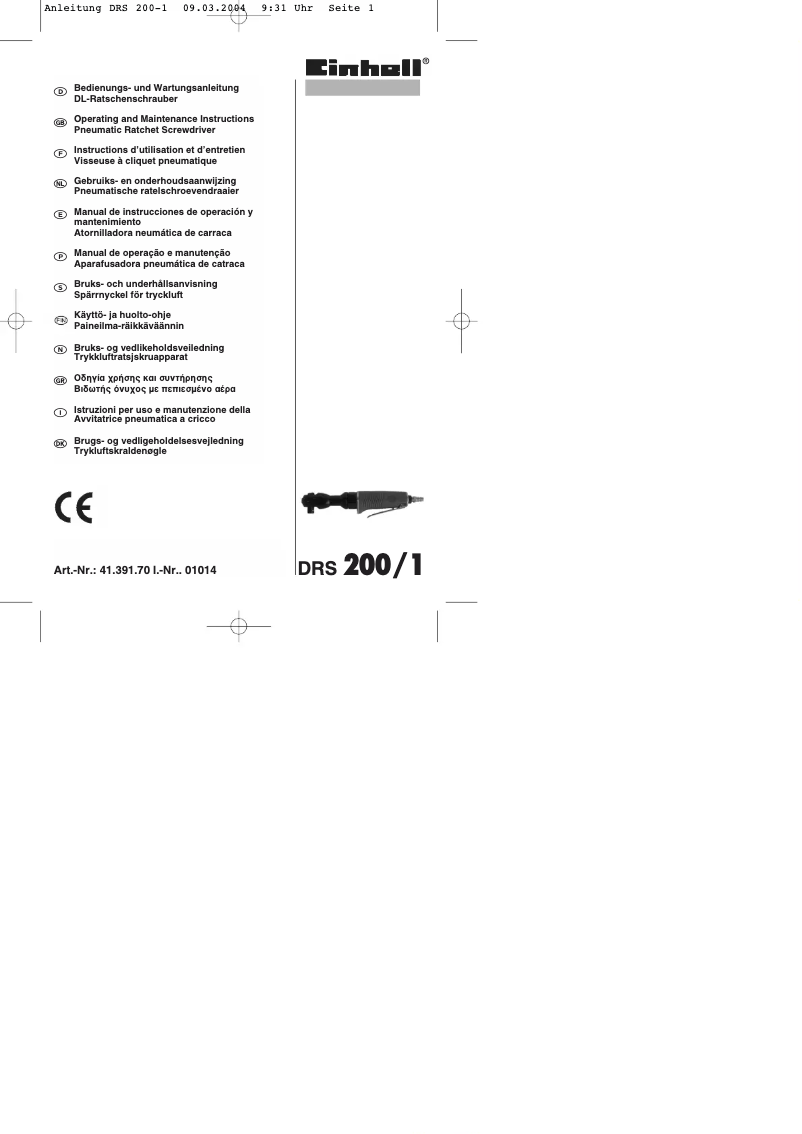 Page 1 de la notice Manuel utilisateur Einhell DRS 200/2