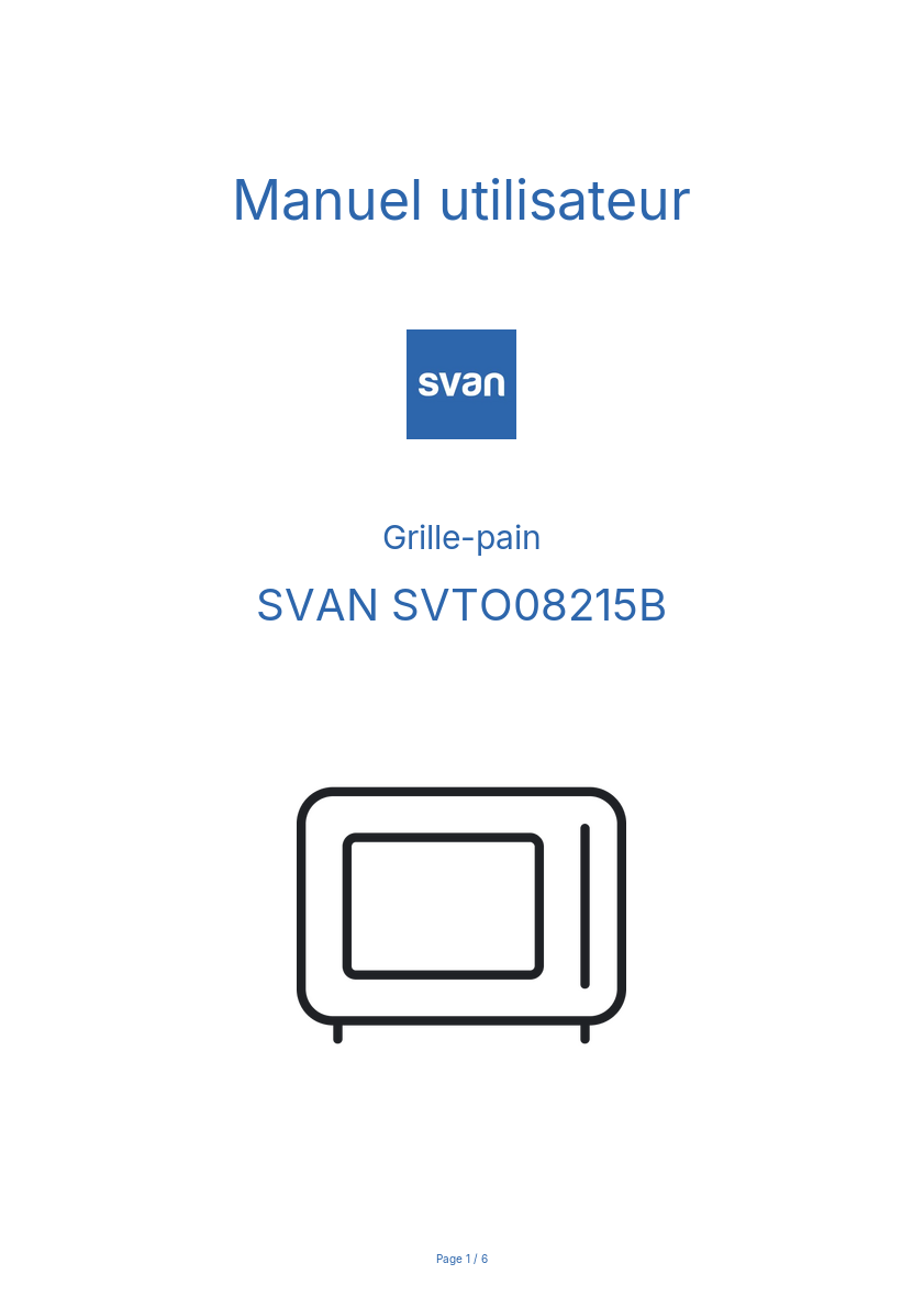 Image de la première page du manuel de l'appareil SVTO08215B