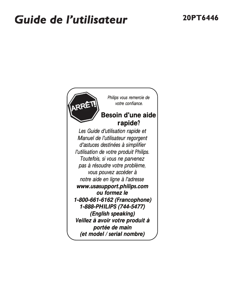 Page 1 de la notice Manuel utilisateur Philips 21PT5402