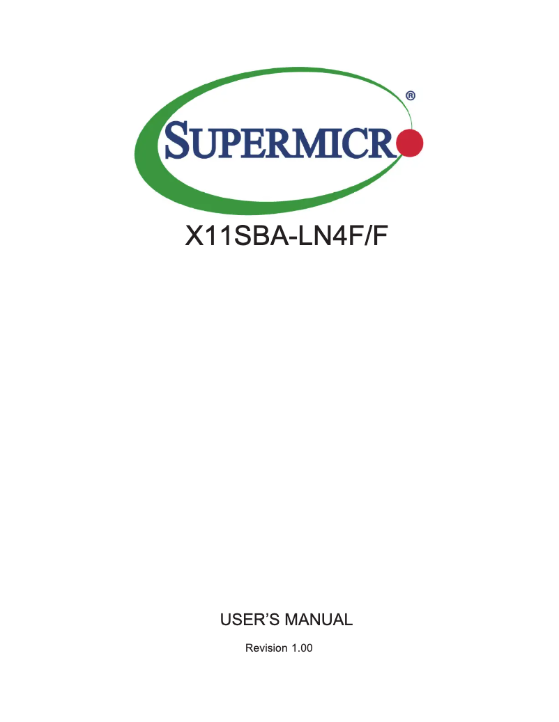 Page 1 de la notice Manuel utilisateur Supermicro X11SBA-LN4F