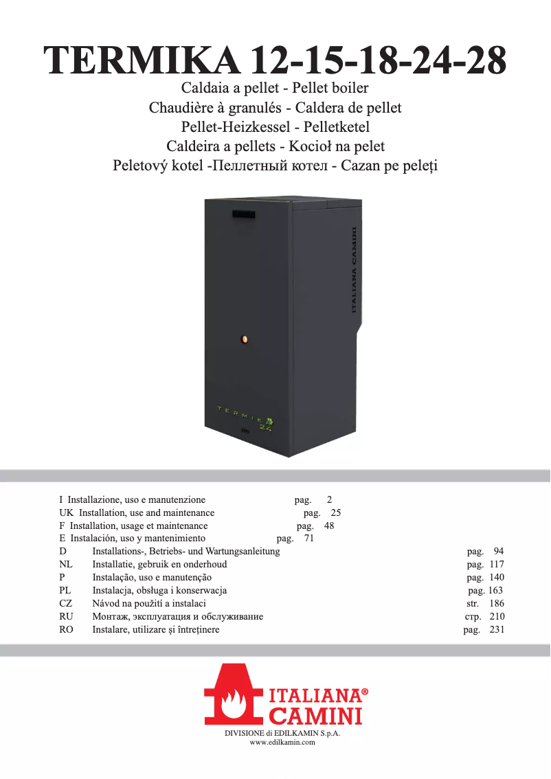 Page 1 de la notice Manuel utilisateur Edilkamin TERMIKA 12