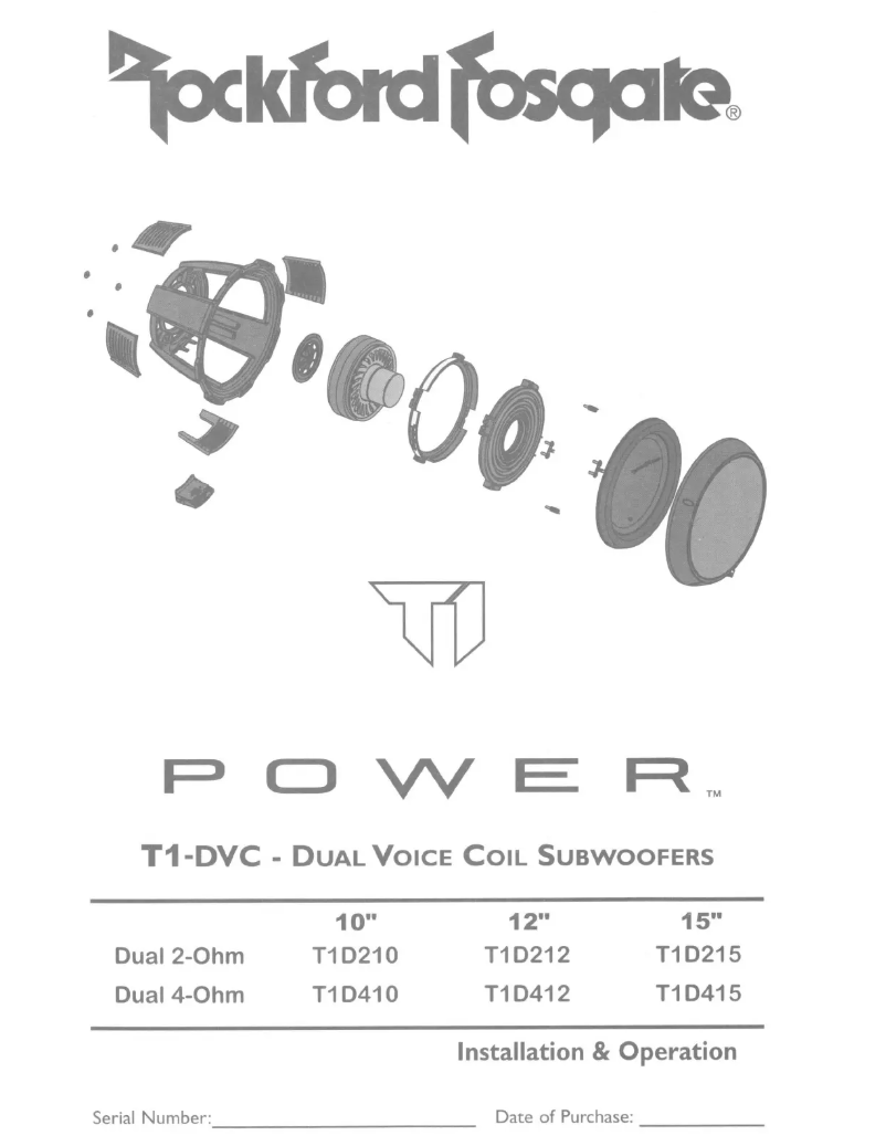 Page n°1 - Mode d'emploi Rockford Fosgate Power T1D210
