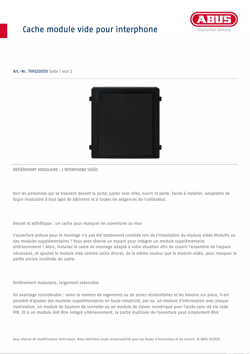 Image de la première page du manuel de l'appareil TVHS20050