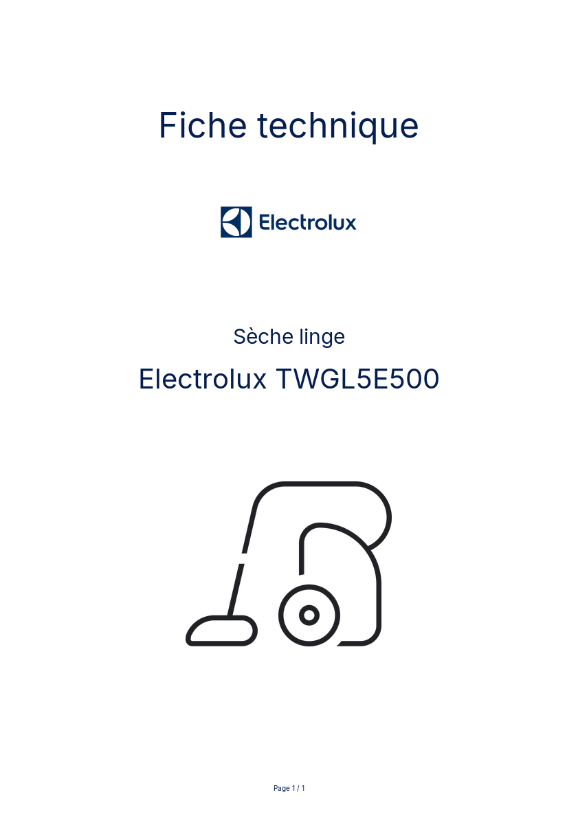 Image de la première page du manuel de l'appareil TWGL5E500