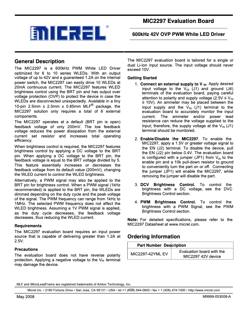 Image de la première page du manuel de l'appareil MIC2297-42YML