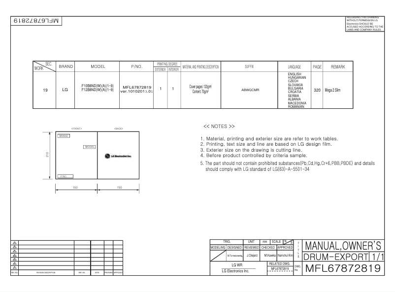 Page n°1 - Manuel utilisateur LG F12B8NDA7