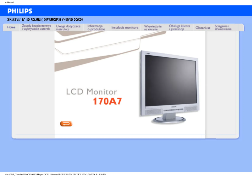 Página 1 del manual Manual de usuario Philips 170A7FS