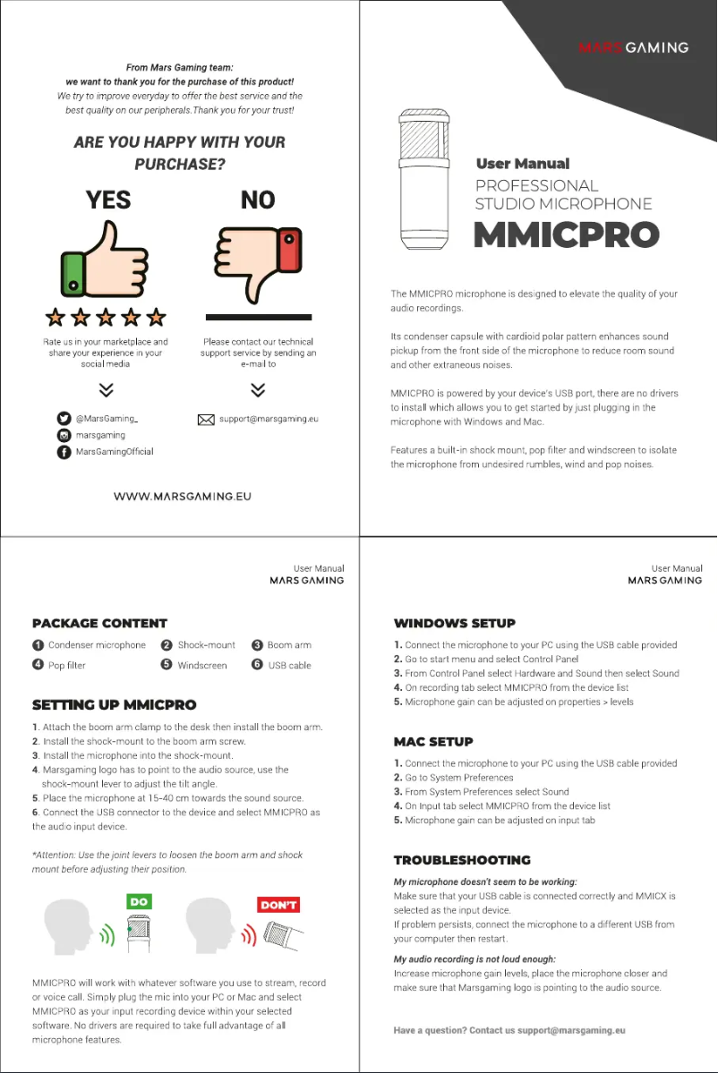 Page n°1 - Manuel utilisateur Mars Gaming MMICPRO