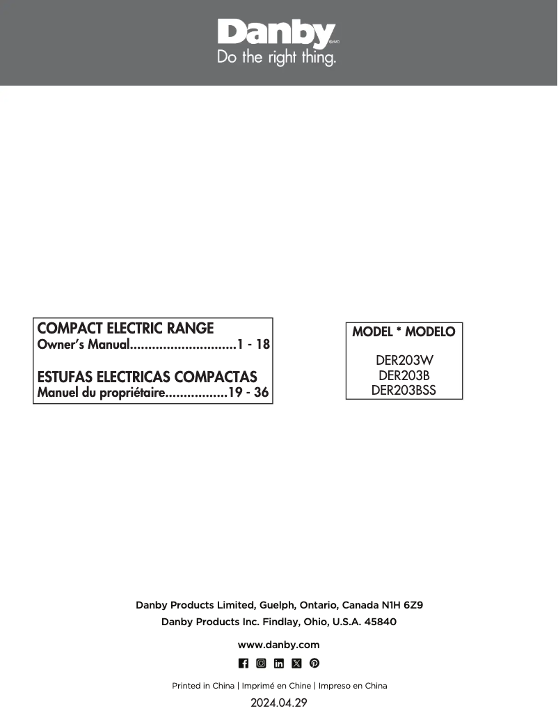 Página 1 del manual Manual de usuario Danby DER203BSS