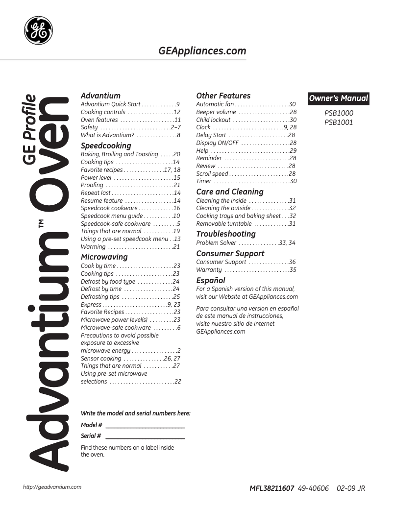 Page 1 de la notice Manuel utilisateur GE PSB1001
