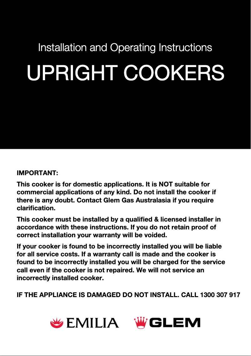 Page n°1 - Guide d'installation Glem Gas ML106GGESIB3