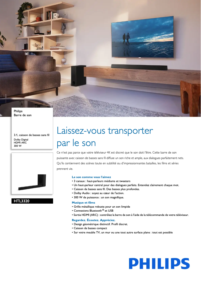 Page n°1 - Fiche technique Philips HTL3320